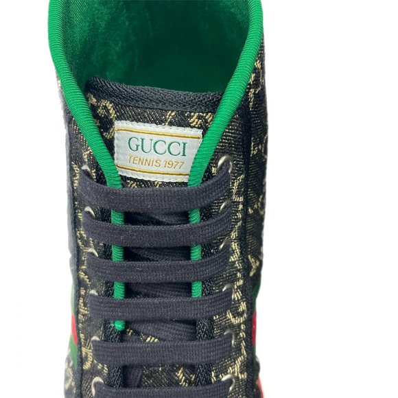 Gucci GG Jacquard Black Denim High-Top Tennis 1977 Men's Sneakers US11 - Picture 11 of 15